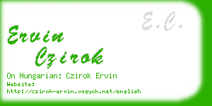 ervin czirok business card